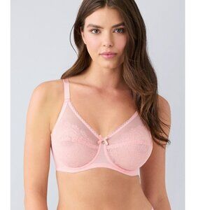 Wacoal Retro Chic Full Figure Underwire Bra 38DD Apricot Blush Mesh Lace Floral